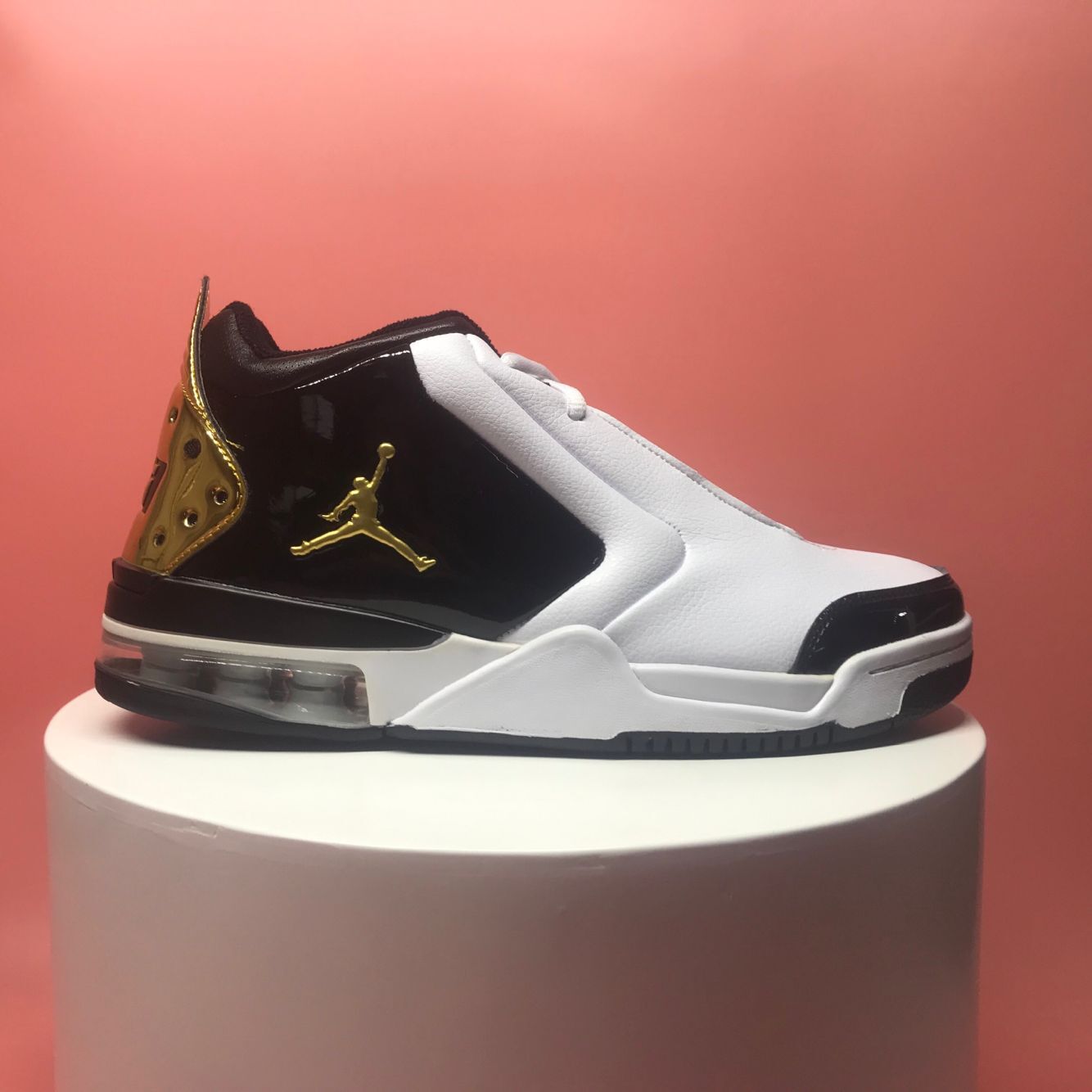 Air Jordan Big Fun White Black Gold Shoes - Click Image to Close